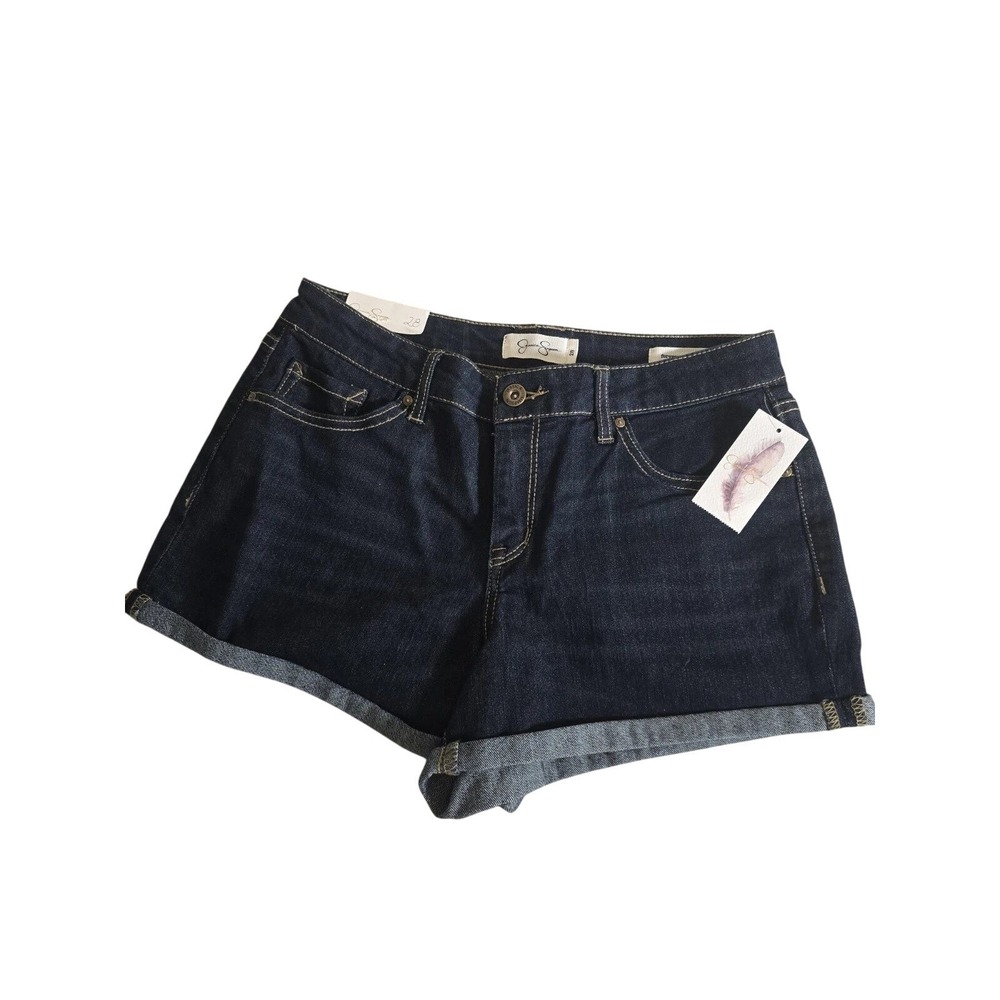 Jessica Simpson NWT Forever Rolled Denim Shorts Dark Wash Cuffed S 28 Retro 915